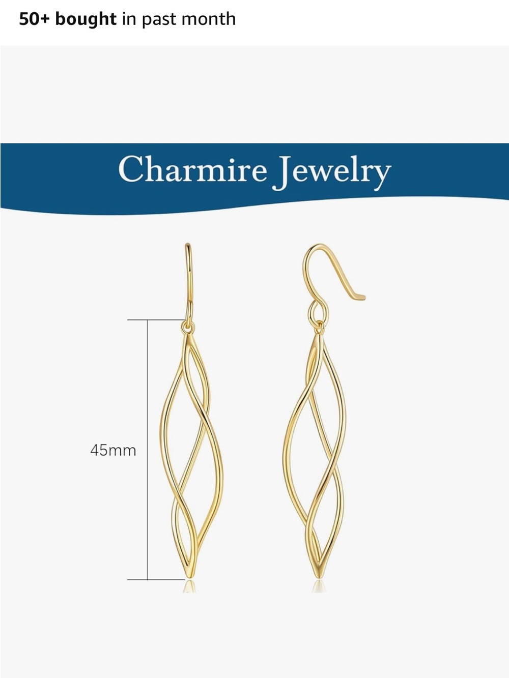 Gold Dangle Earrings 14K Gold Plated Dangle Earrings - Picture 6 of 7